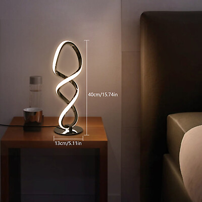 #ad Desktop Corded Bedside Nightstand Lamp LED Table Lamp Bedroom Spiral Table Lamp $47.40
