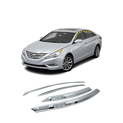 #ad Rain Guards for Hyundai Sonata 2011 2014 4PCs Chrome Finish Tape On Style $90.22