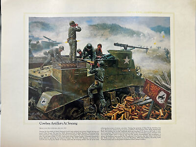 #ad National Guard Print: Cowboy Artillery at Soyang Hongchon South Korea 14x11 $25.00