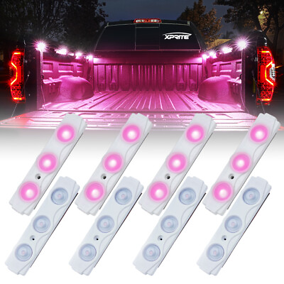 #ad Xprite 8 Pods Pink LED Pickup Cargo Bed Decoration Light Kit Trucks w Switch $16.49