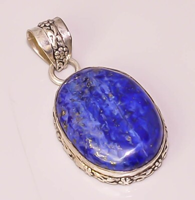 #ad Natural Lapis Lazuli Handmade Jewelry 925 Sterling Silver Plated Pendant $15.00