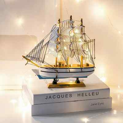 #ad New Wooden Sailboat Model Office Living Room Decoration Crafts Nautical $28.00