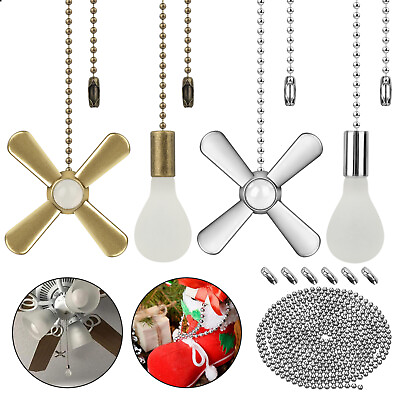 #ad 20ft Ceiling Fan Beaded Pull Chain Extension w Connectors Home Light Bulb Decor $8.98