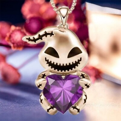 #ad Oogie boogie love Purple crystal Necklace with gift box $15.99