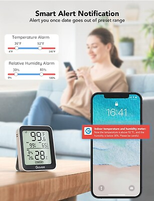 #ad ☆Govee Indoor Thermometer HygrometerBluetooth Humidity Temperature Meter with.. $12.99