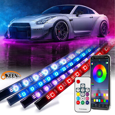 #ad 4pcs RGB Dreamcolor Underglow LED Kit Underbody Car Neon Accent Strip Lights $45.99