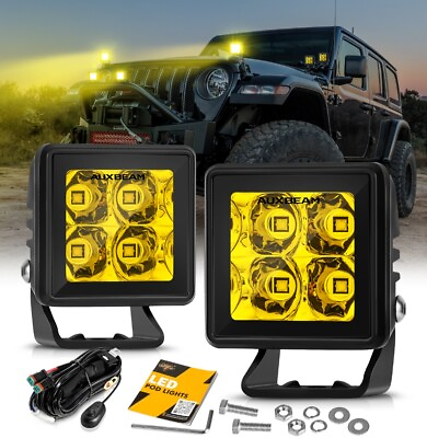 #ad AUXBEAM 2quot;inch LED Work Fog Light Spot Pods Amber Offroad Truck ATV Driving Lamp $52.99