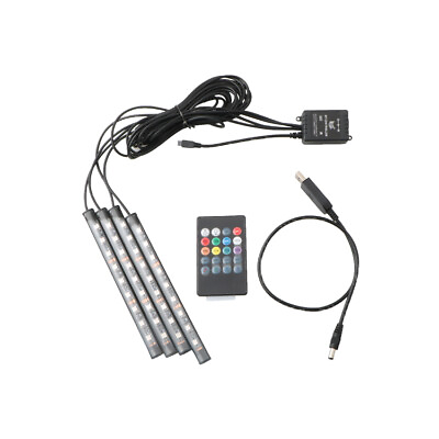 #ad 4Pcs RGB PC Case LED Strip Computer Light Bar PC Game Light With remote control $18.50