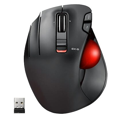 #ad Elecom Ex g Left Handed Trackball Mouse 2.4 Ghz Usb Wireless Ergonomic Thumb $47.09