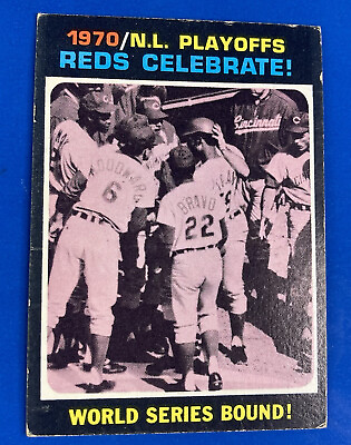 #ad Vtg 1971 Topps Baseball Set Break #202 “1970 NL Playoffs Reds Celebrate” Card $9.99
