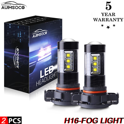 #ad For Jeep Cherokee 2014 2018 LED Fog Driving 2pcs Bulbs H16 Fog light white kits $18.99