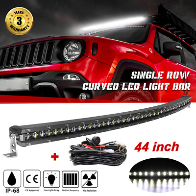 #ad #ad 44Inch Single Row Led Curved Light Bar Spot Off road Work Light SUV 4WD Truck 42 $131.73