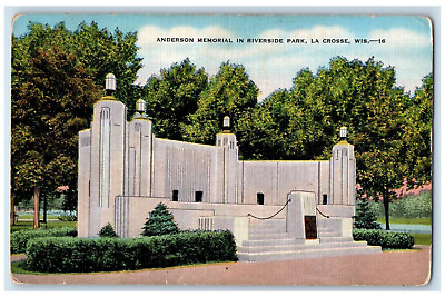 #ad c1940#x27;s Anderson Memorial in Riverside Park La Crosse Wisconsin WI Postcard $14.98