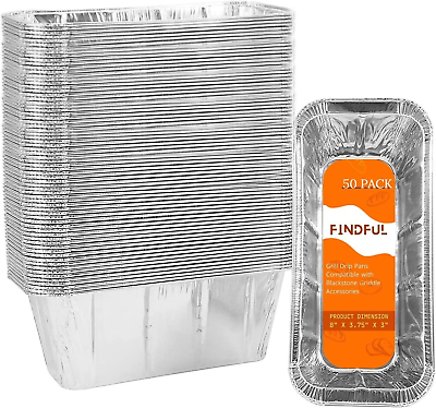#ad 50 Pack Blackstone Griddle Accessories Drip Pan Liners Aluminum Foil Pan Dispos $23.74