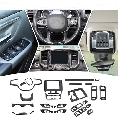 #ad 27x Carbon Fiber Interior Decor Cover Trim Kit for Dodge Ram 1500 18Accessories $149.99
