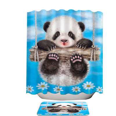 #ad Cute Animal Drawing Panda Swing Shower Curtains $46.90