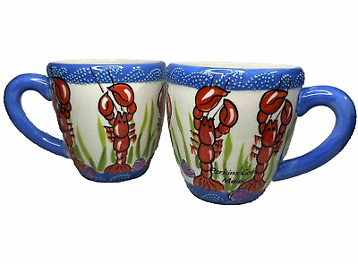 #ad Two Large Vintage Perkins Cove Main Lobster Mug Cape Shore Kitchen Collection $26.00
