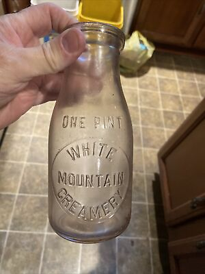 #ad White Mountain Creamery Embossed Pint Milk Bottle Lima Ohio OH $19.99