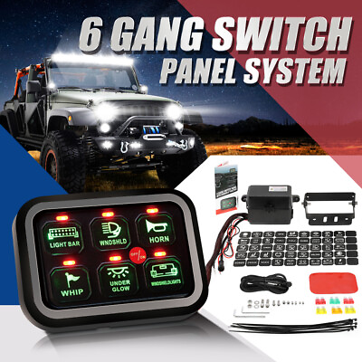 6 Gang On Off Switch Panel Green LED for Jeep Wrangler JK JKU 2007 17 vs 8 Gang $99.48
