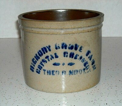 #ad HICKORY GROVE FARM CRYSTAL CREAMERY OHIO Blue Salt Glazed Stoneware Dairy OH $185.00