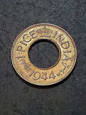 #ad #ad 1944 India British 1 Pice WWII Era British Coin UNCIRCULATED EXAMPLE $4.04