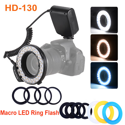 HD 130 Macro LED Ring Flash Light for Canon Nikon Canon Pentax Olympus Panasonic $32.59
