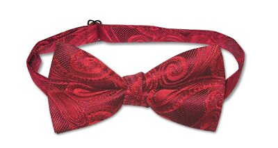 #ad COVONA Men#x27;s BOW Tie Solid DARK RED Color PAISLEY Mens BOWTIE for Tux or Suit $7.95