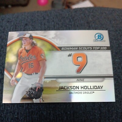 #ad 2023 Bowman Chrome Scouts Top 100 Insert Jackson Holiday BTP 9 Orioles $12.00