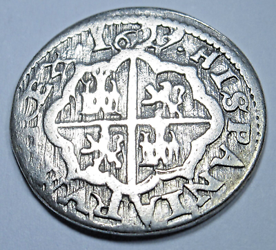 #ad 1627 Spanish Silver 1 Reales Genuine 1600#x27;s Colonial Cross Pirate Treasure Coin $204.95