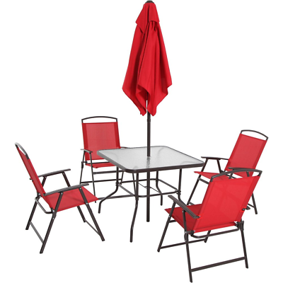 #ad Outdoor Patio Dining Set 6 Piece Outdoor Patio Table with Umbrella $144.43
