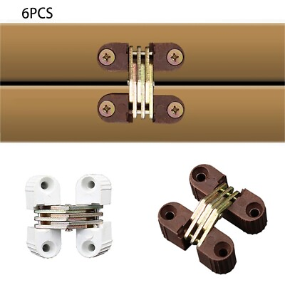 #ad 6 Pc Invisible Cross Hinge Concealed Cabinet Cupboard Door Wooden Boxes Hinges C $11.39
