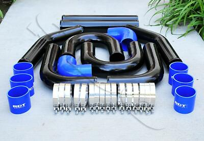 #ad 3quot; DIY Black Intercooler Piping w U Pipe Blue Silicone Coupler Clamp Kit $143.74