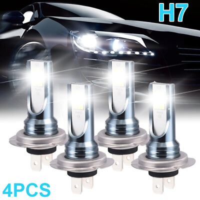 #ad 4pcs Super Bright H7 LED Headlight Kit High Low Beam Bulbs 3300000LM 6500K White $17.59