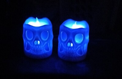 #ad Light Up Skull Led Candles Set Of Two $10.00