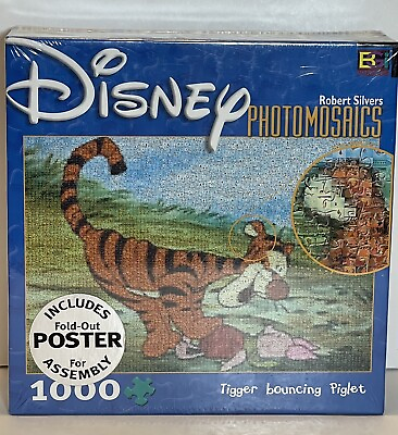 #ad Disney Buffalo Photomosaics Tigger Bouncing Piglet Jigsaw Puzzle 1000 New Sealed $31.49