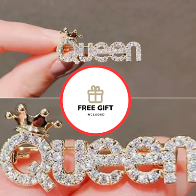 #ad NEW Ladies Sparkling Rhinestone #x27;Queen#x27; Brooch Pin with Pretty Crown FREE GIFT GBP 4.10