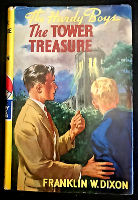#ad Vintage Hardy Boys #1 The Tower Treasure c.1950#x27;s printing Tan Covers HC W DJ $19.00