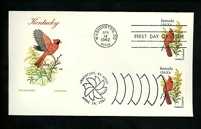 #ad US FDC 1982 State Birds amp; Flowers #1969 Kentucky KY House of Farnum DUAL CANCELS $8.99