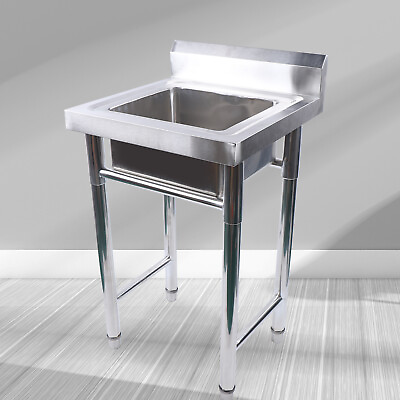 #ad Kitchen Sink Unit Freestanding Laundry Wash Basin Single Bowl Stainless Steel $76.95