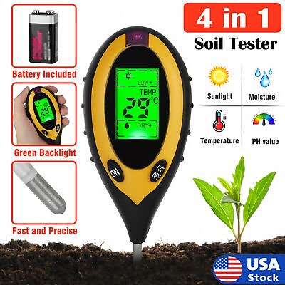 #ad 4 in 1 LCD Digital PH Tester Soil Water Moisture Light Temperature Test Meter US $11.89