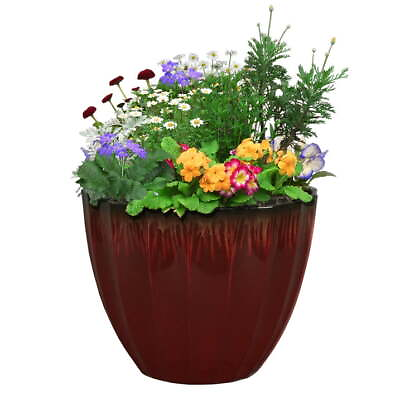 #ad Resin Planter 12.2x 12.2 x 9.5in Plant Pot PlanterOutdoor Indoor Planter Box $11.06