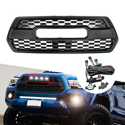 #ad For Tacoma Hood Grill 2016 2023 Bumper Grille With Accessories4 LED Matte Black $95.49