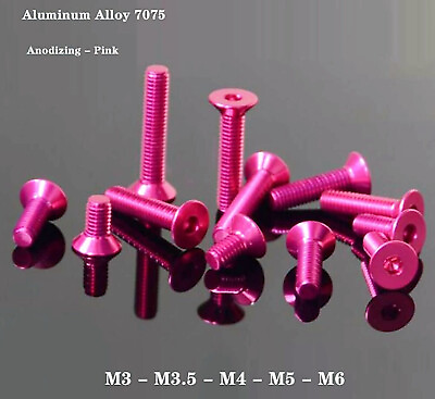 #ad Pink Aluminum Alloy Flat Head Allen Hex Socket Screw Bolts M3 M6 $2.05