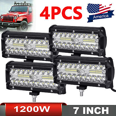 #ad 7quot; Inch 12V 1200W LED Work Light Bar Flood Pods Driving Off Road Tractor 4WD $18.80