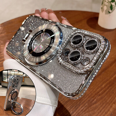 #ad For iPhone 15 14 Pro Max 13 12 11 Luxury Glitter Diamond Magsafe Ring Phone Case $11.05