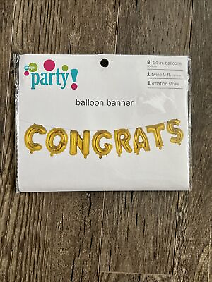 #ad #x27;Congrats#x27; Balloon Banner Gold 8 14inch. Balloons 9ft. Twine. $5.00