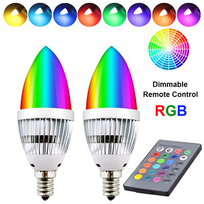 #ad 3W E14 RGB LED Candle Light Bulbs Remote Control Color Changing Screw In Lamp US $25.59