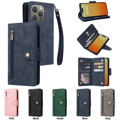 #ad Magnetic Flip Leather Zipper Wallet Case For iPhone 15 Pro Max 14 Plus 13 Pro $15.29