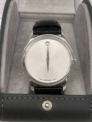 #ad Movado Men#x27;s Museum White Dial Black Leather Strap Quartz Watch MO.01.1.14.6000 $249.99