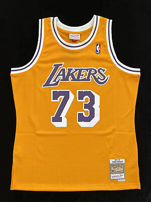 #ad 100% Authentic Dennis Rodman Los Angeles Lakers Home Swingman Jersey Throwback $89.99